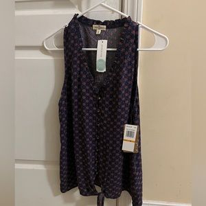 Mason & Belle Navy Kimla Tie Front Top